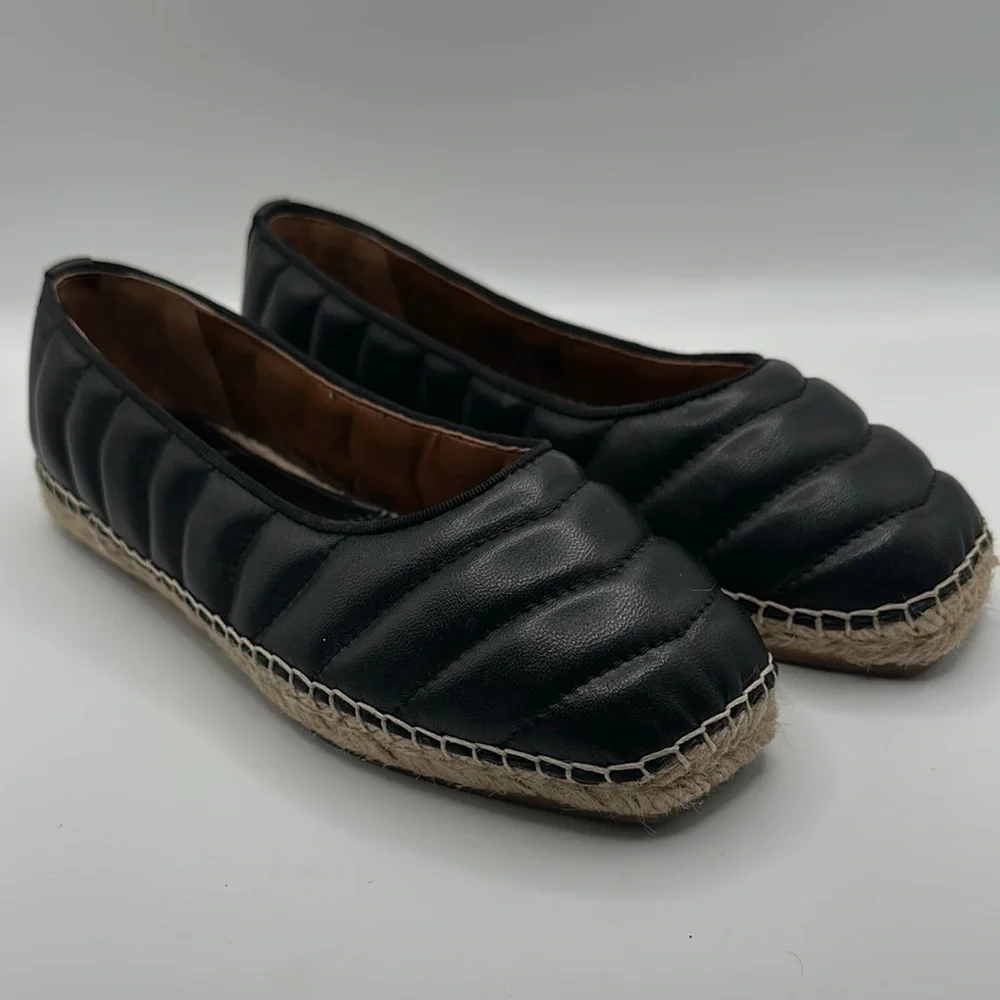 Franco Sarto Sz 6 Black Espadrilles‎ with Quilted Design
